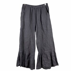 Match Point Linen Tiered Ruffle Hem Gray Pants‎ Sz M -  22'' inseam, Made in USA
